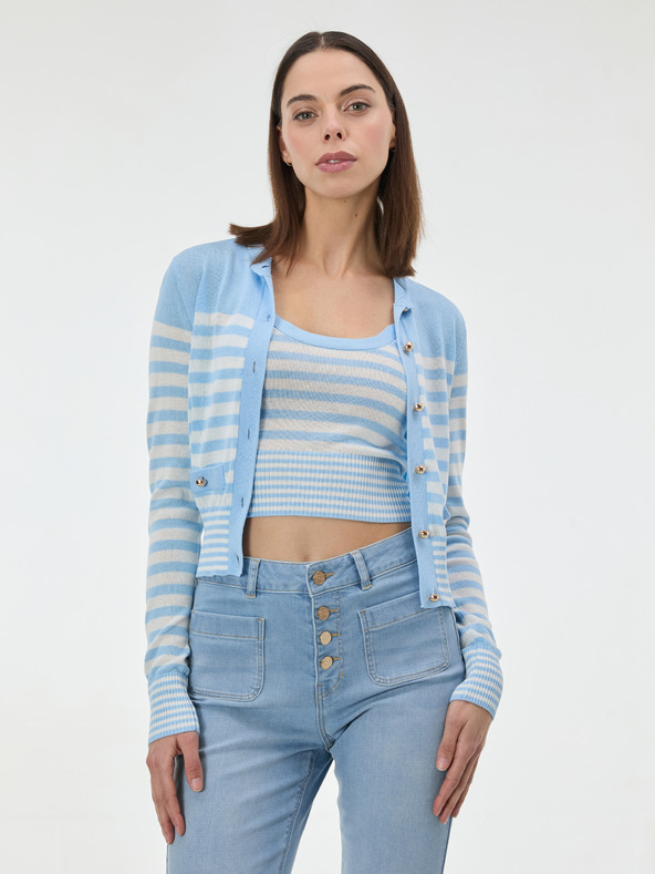 Orsay Světle modrý pruhovaný dámský kardigan ORSAY