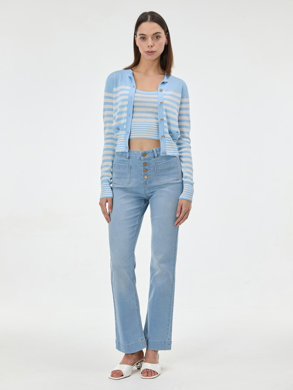 Orsay Světle modrý pruhovaný dámský kardigan ORSAY