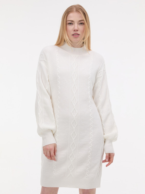 Orsay Krémové dámské svetrové šaty ORSAY