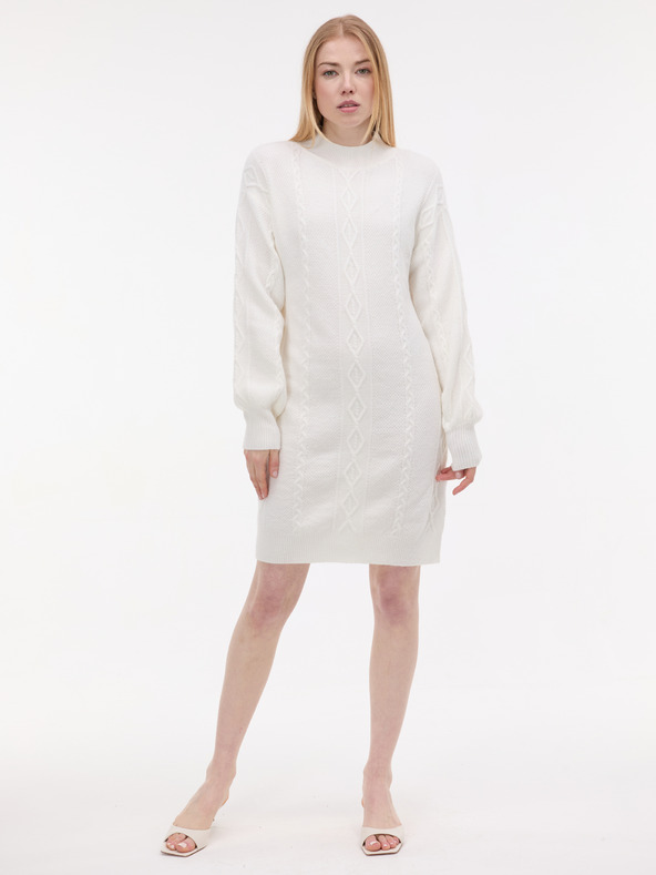 Orsay Krémové dámské svetrové šaty ORSAY