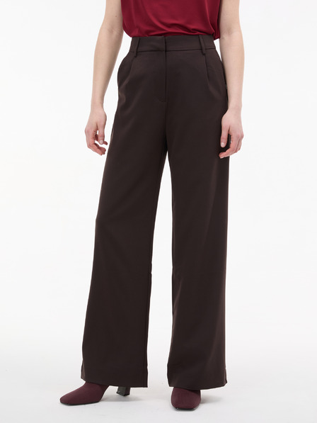 Orsay Tmavě hnědé dámské široké kalhoty ORSAY
