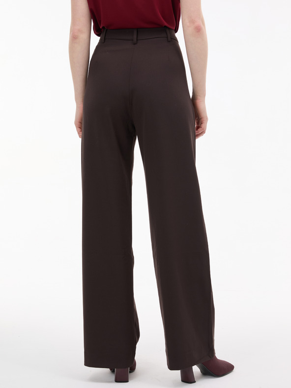 Orsay Tmavě hnědé dámské široké kalhoty ORSAY