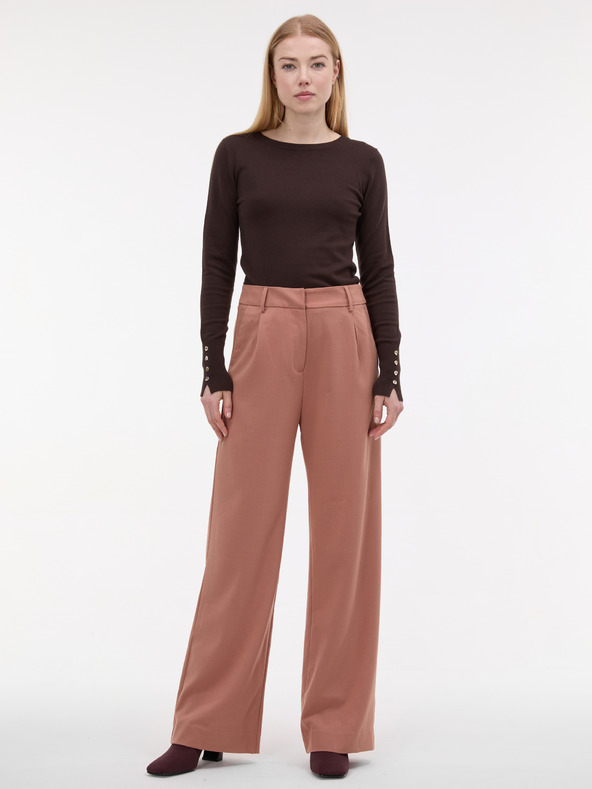 Orsay Světle hnědé dámské široké kalhoty ORSAY