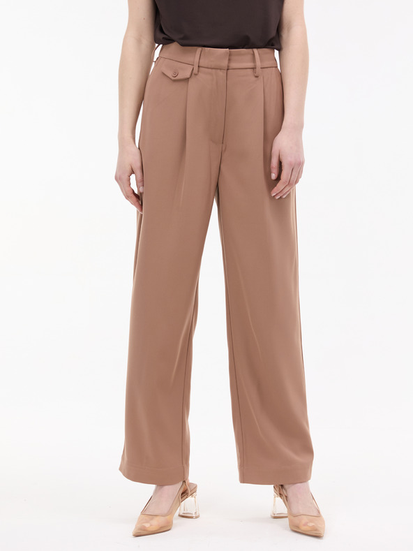Orsay Světle hnědé dámské široké kalhoty ORSAY