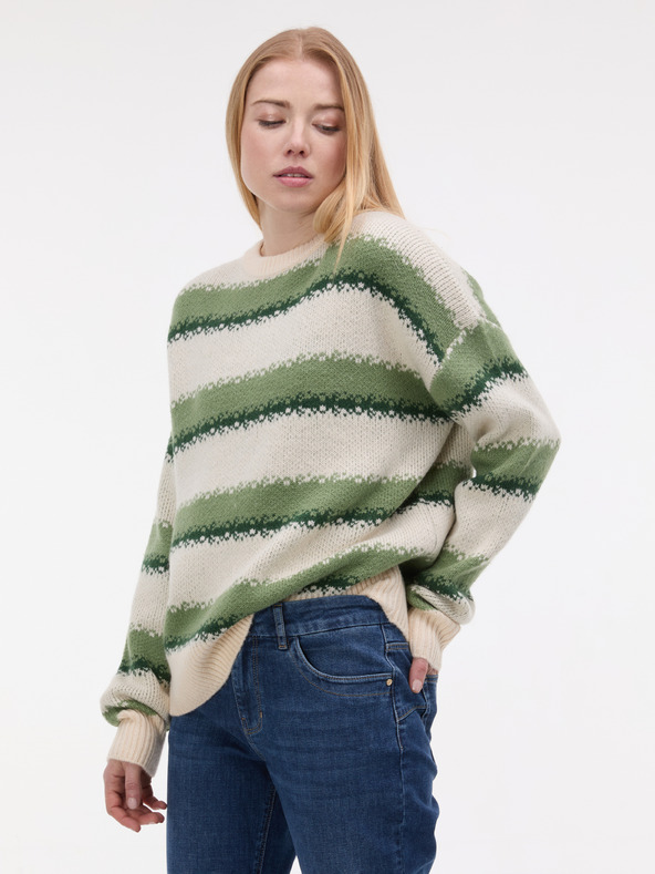 Orsay Zelený dámský pruhovaný svetr ORSAY