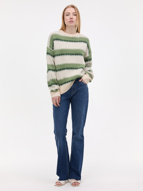 Orsay Zelený dámský pruhovaný svetr ORSAY