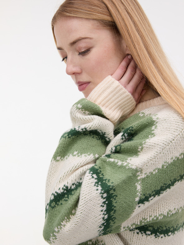 Orsay Zelený dámský pruhovaný svetr ORSAY