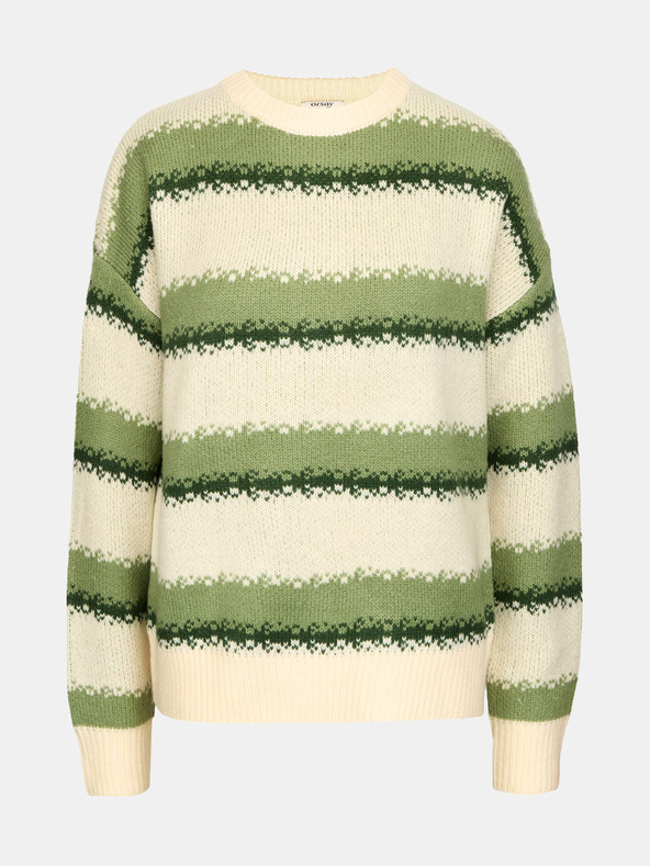 Orsay Zelený dámský pruhovaný svetr ORSAY