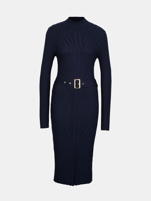 Orsay Tmavě modré dámské midi šaty s páskem ORSAY