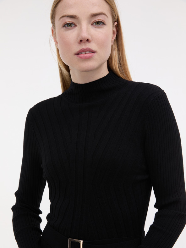 Orsay Černé dámské midi šaty s páskem ORSAY