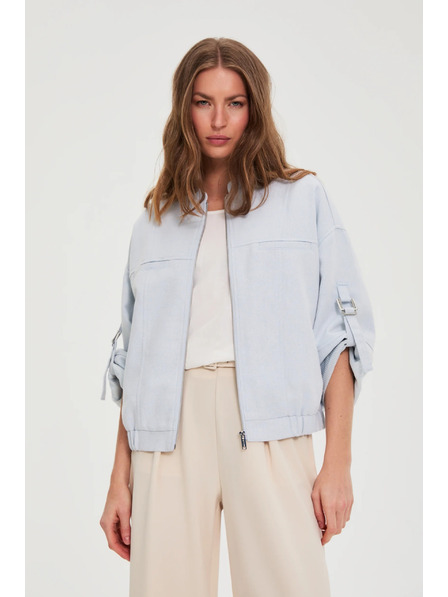 Moodo Bunda se stočenými rukávy světle modrá Moodo