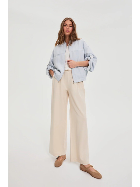 Moodo Bunda se stočenými rukávy světle modrá Moodo