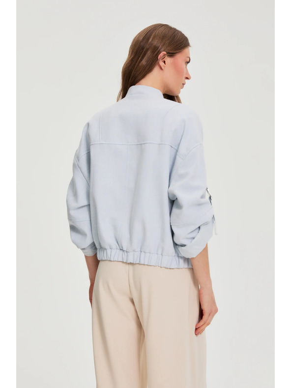 Moodo Bunda se stočenými rukávy světle modrá Moodo