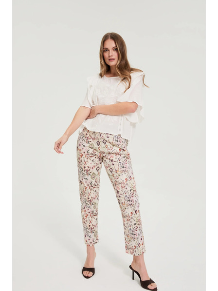 Moodo Vzorované kalhoty béžové Moodo