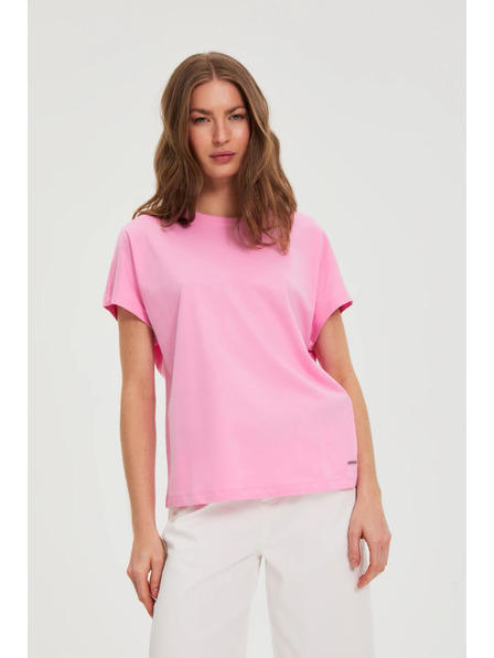 Moodo Růžová bavlněná halenka s krátkými rukávy Moodo