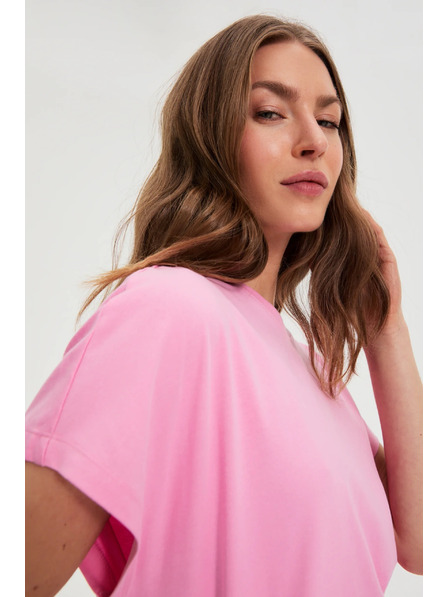 Moodo Růžová bavlněná halenka s krátkými rukávy Moodo