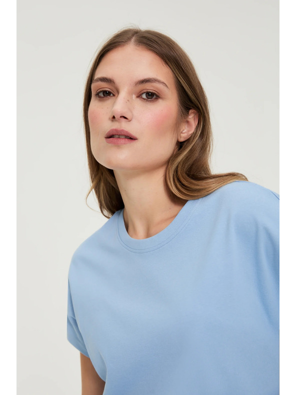 Moodo Bavlněná modrá halenka s krátkými rukávy Moodo