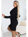 numoco Elegantní saková šaty s páskem a asymetrickým lemem - černé
