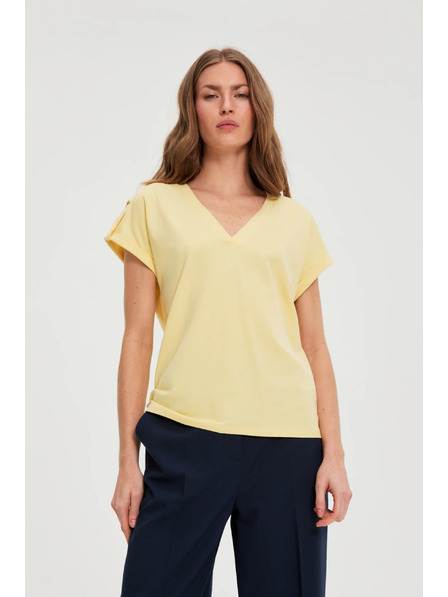Moodo Tričko z bavlny žluté Moodo