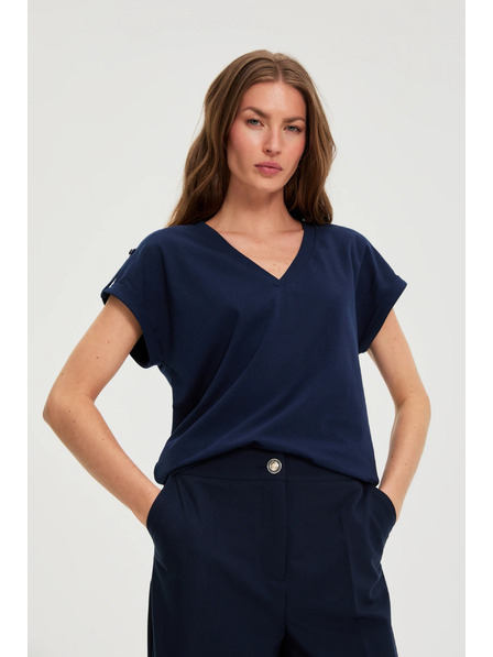 Moodo Bavlněné tričko tmavě modré Moodo