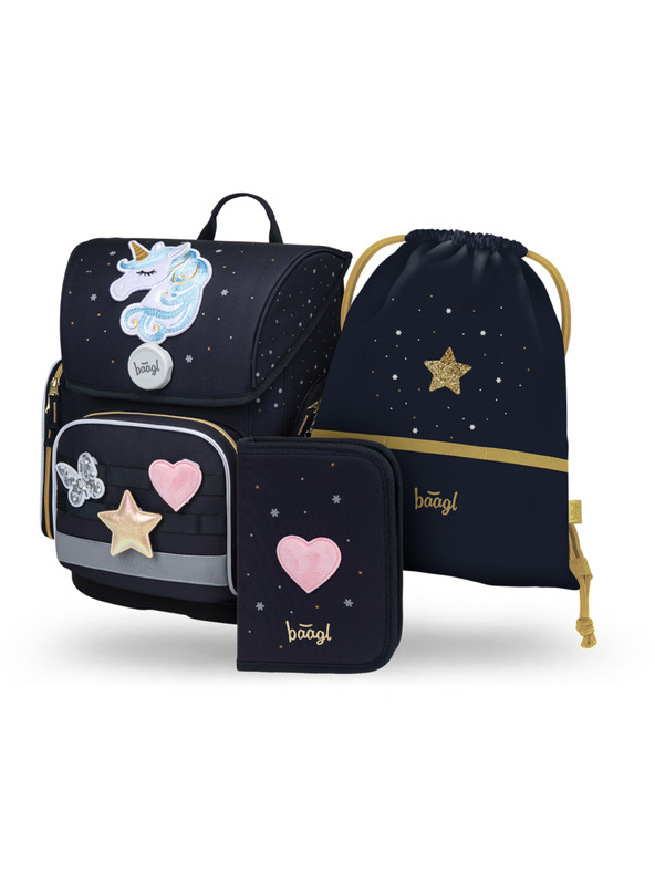 BAAGL  BAAGL SET 3 Ergo Unicorn Gold: aktovka, penál, sáček