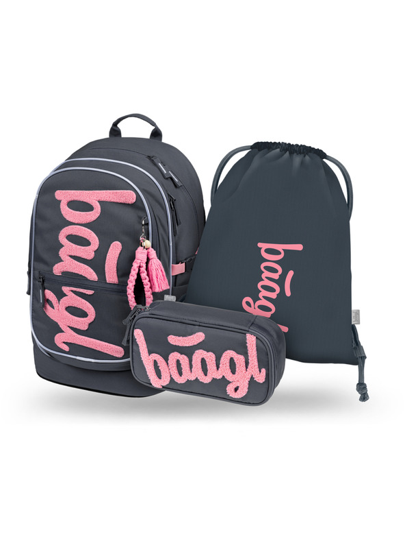 BAAGL  BAAGL SET 3 Core Logo růžový: batoh, penál, sáček GRS