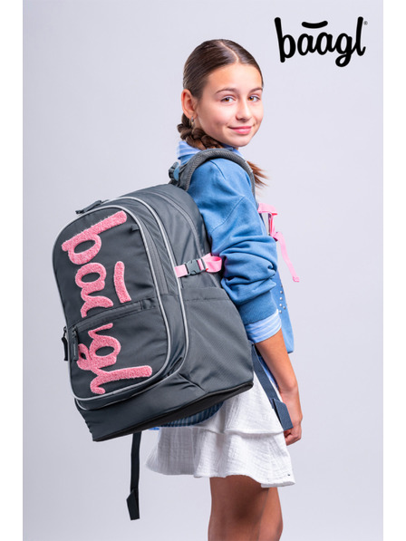 BAAGL  BAAGL SET 3 Core Logo růžový: batoh, penál, sáček GRS