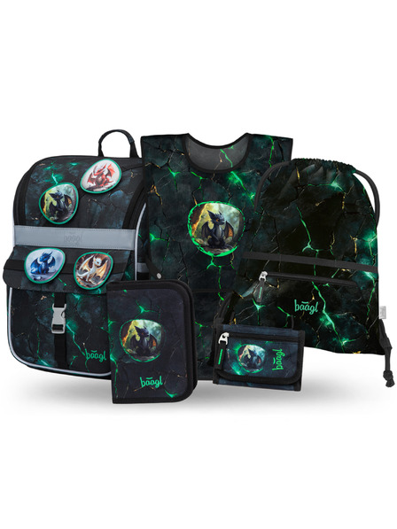 BAAGL  BAAGL SET 5 Zippy Draci: aktovka, penál, sáček, zástěra, peněženka