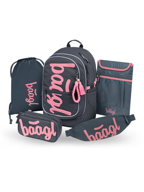 BAAGL  BAAGL SET 5 Core Logo růžový: batoh, penál, sáček, ledvinka, obal na notebook GRS