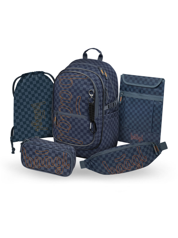 BAAGL  BAAGL SET 5 Core Ska modrý: batoh, penál, sáček, ledvinka, obal na notebook GRS