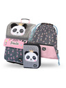 BAAGL  Šedý 3 set zippy panda: aktovka, penál, sáček Baagl