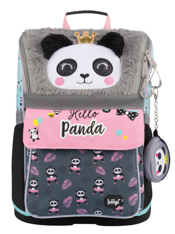 BAAGL  Šedý 3 set zippy panda: aktovka, penál, sáček Baagl