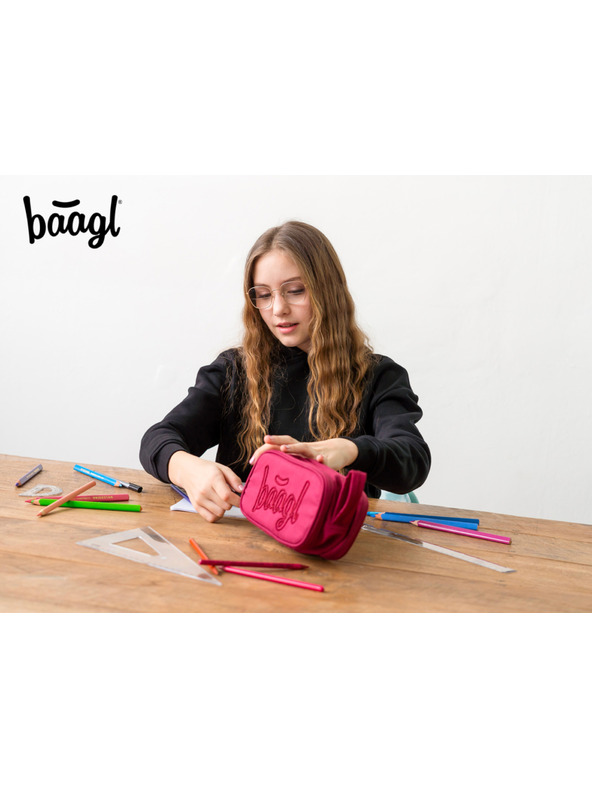 BAAGL  Červený studentský penál etue Baagl Ruby