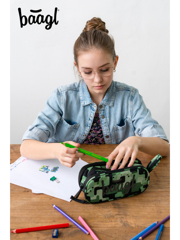 BAAGL  Zelený studentský penál etue Baagl Green