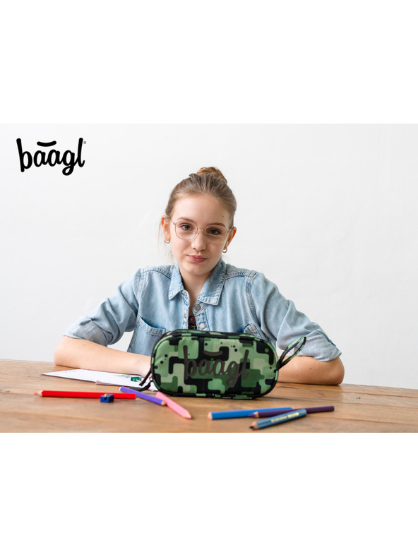 BAAGL  Zelený studentský penál etue Baagl Green
