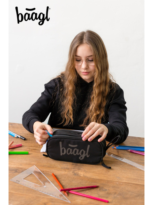BAAGL  Černý studentský penál etue Baagl Black