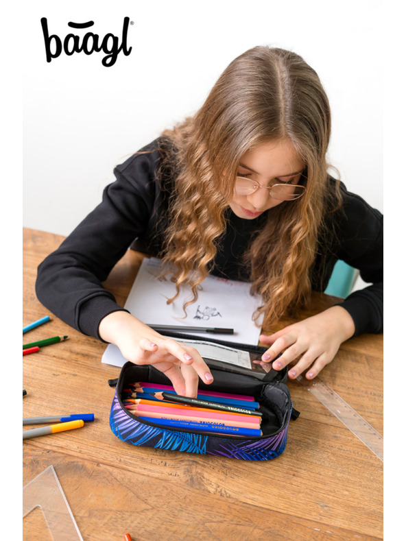 BAAGL  Modrý školní penál etue Baagl Palm