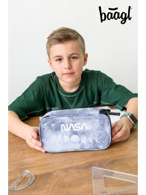 BAAGL  Šedý školní penál etue Baagl NASA Grey
