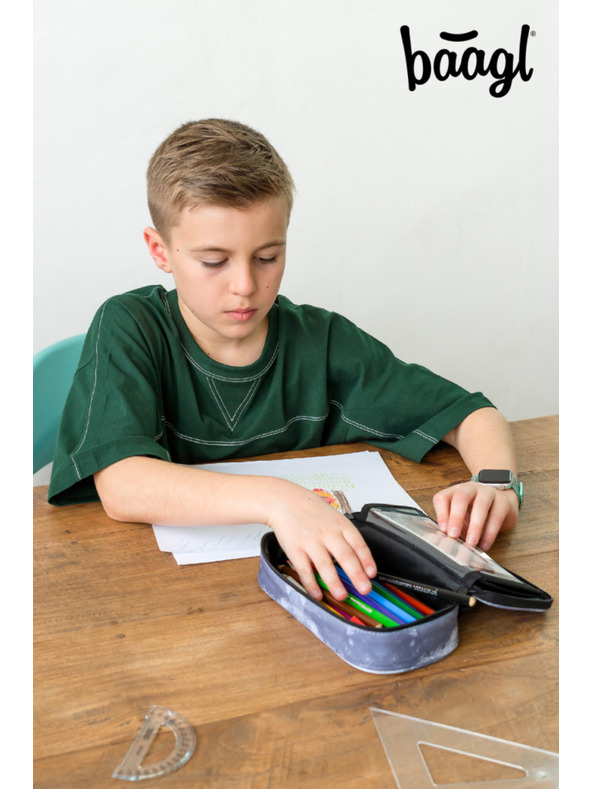 BAAGL  Šedý školní penál etue Baagl NASA Grey