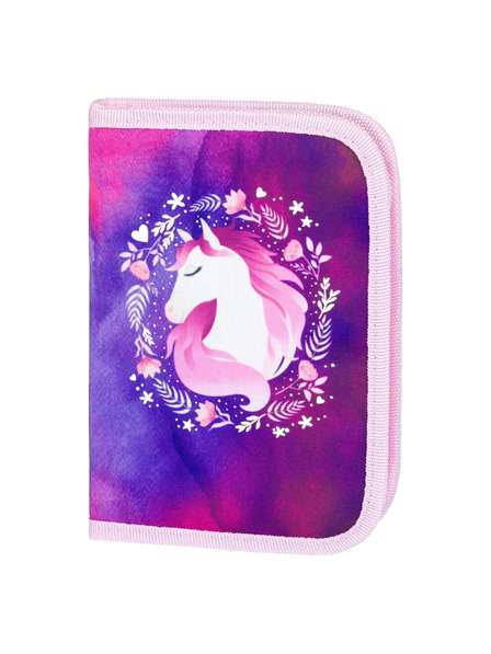 BAAGL  Fialový školní penál jednopatrový Baagl Kůň