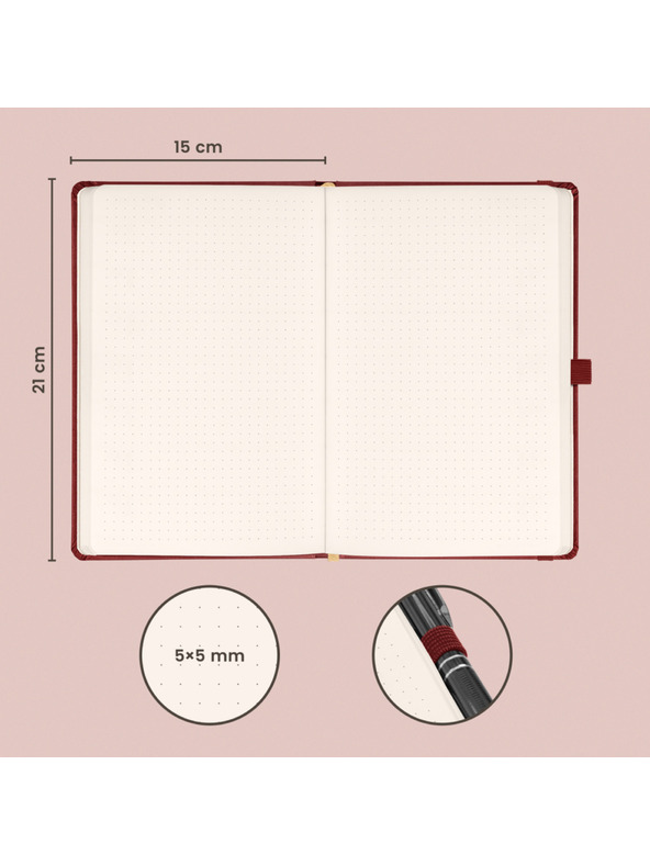 NOTIQUE NOTIQUE Notes Aprint Neo, vínový, tečkovaný, 15 x 21 cm
