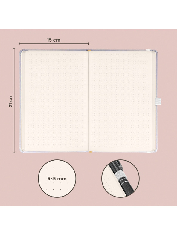 NOTIQUE NOTIQUE Notes Balacron, stříbrný, tečkovaný, 15 x 21 cm