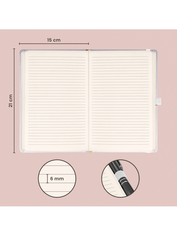 NOTIQUE NOTIQUE Notes Balacron, stříbrný, linkovaný, 15 x 21 cm