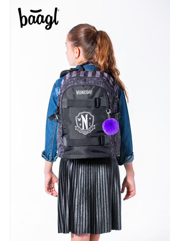 BAAGL  Černý Školní batoh Skate Wednesday Nevermore Baagl