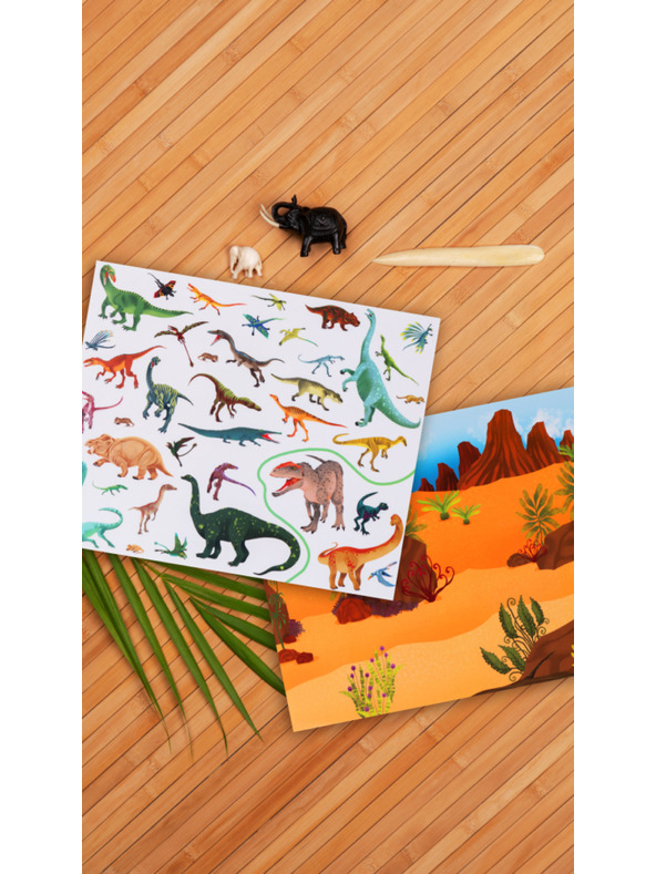 BAAGL  Čti a nalepuj – MEZI DINOSAURY, kniha se samolepkami