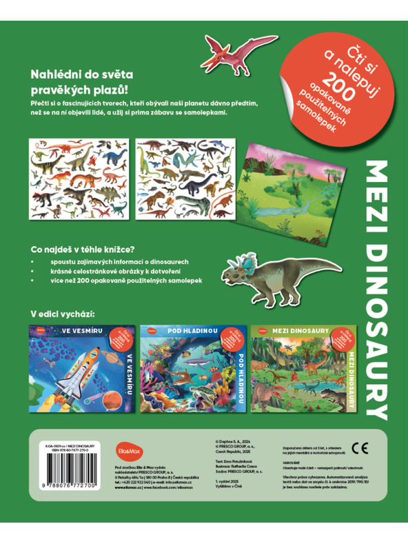 BAAGL  Čti a nalepuj – MEZI DINOSAURY, kniha se samolepkami