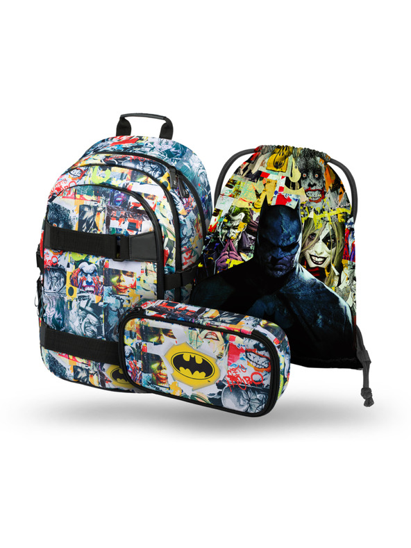 BAAGL  BAAGL 3 SET Skate Batman Comics: batoh, etue, sáček