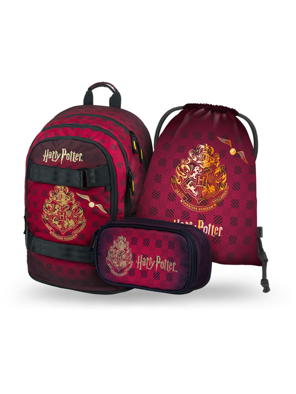 BAAGL  BAAGL SET 3 Skate Harry Potter Bradavice vínový: batoh, penál, sáček