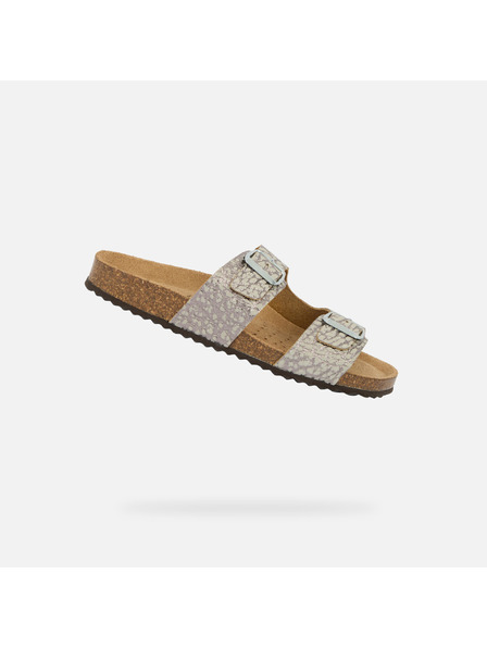 Geox Stříbrné dámské pantofle Geox Brionia