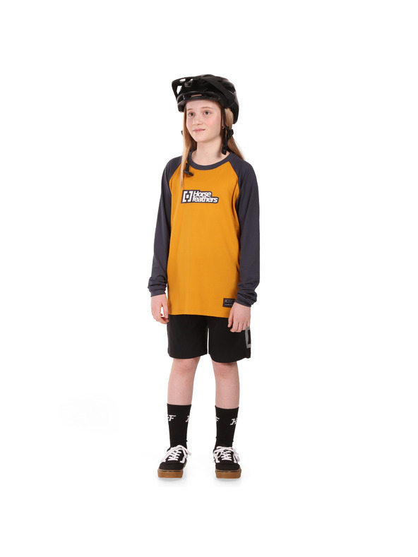 Horsefeathers Dětský bike dres Spike LS - sunflower/indigo